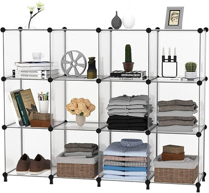 AWTATOS Cube Storage Organizer Storage 12 Cube Bookshelf DIY Plastic Closet - Image 7