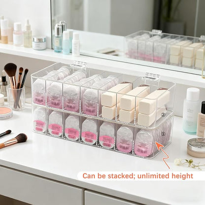 2 Pack Clear Acrylic Makeup Organizers, 7-Section Bathroom Organizer - Image 6