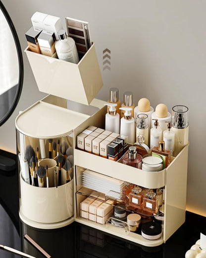Makeup Organizer with Rotating Brush Holder Cosmetic Organizer with Drawers - Image 5