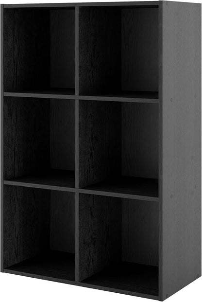 Homes: Inside + Out Apexa 6-Cube Storage Organizer Shelves, Stackable Wood by HOMESInsideOut