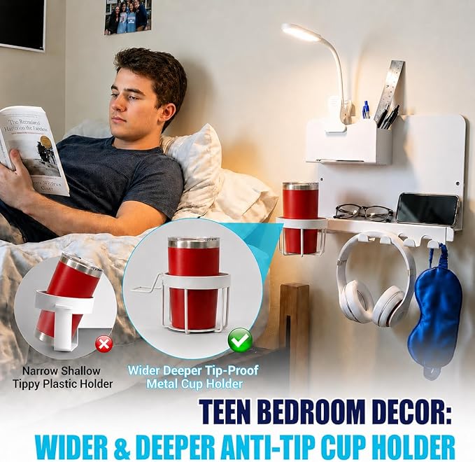 Floating Bedside Wall Shelf, Metal Bedside Wall Organizer - Image 4