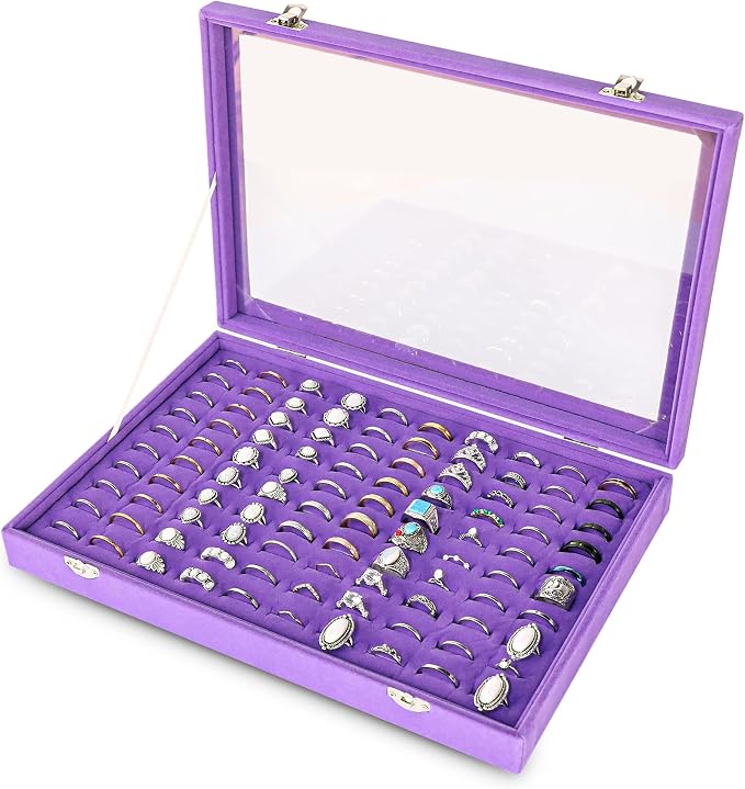 Frebeauty Ring Organizer Tray 100 Slots Ring Holder by Frebeauty