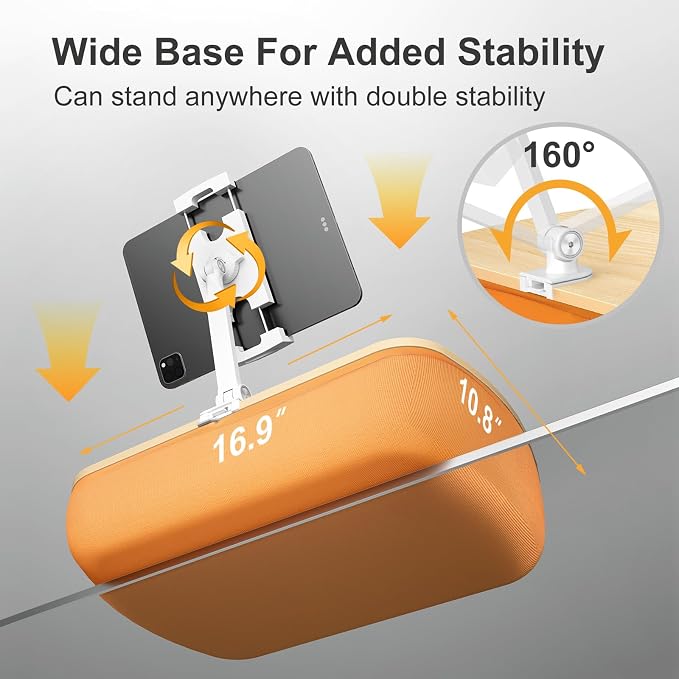 Cozy Kindle Pillow Stand with 360° Adjustable Tablet Holder, Wooden Panel - Image 6