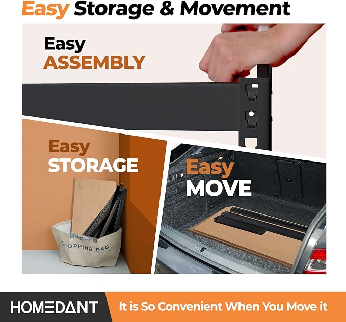 HOMEDANT 5 Tier Storage Shelves Adjustable Laminated Boltless Garage Metal - Image 8