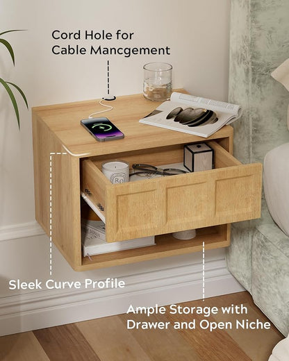 Floating Nightstand Set of 2, Wall Mounted Bedside Table - Image 5