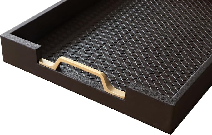 HofferRuffer Faux Leather Rectangle Serving Tray Decor Platter - Image 7