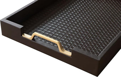 HofferRuffer Faux Leather Rectangle Serving Tray Decor Platter - Image 7