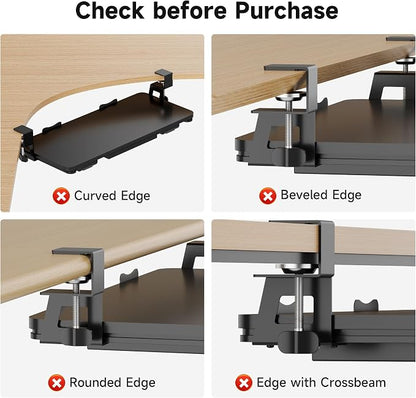 Keyboard Tray Under Desk with Storage Drawer Large C-Clamp 26.7” x 11.8” - Image 7