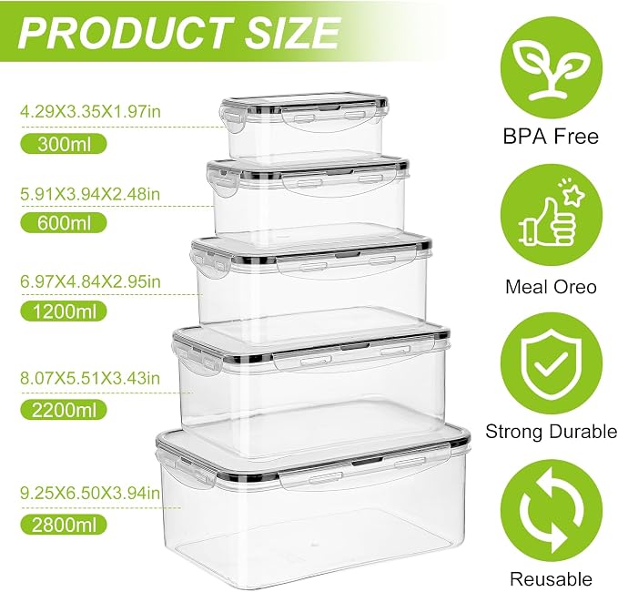 Meal Prep Containers 5pc, Food Storage Containers - Image 3