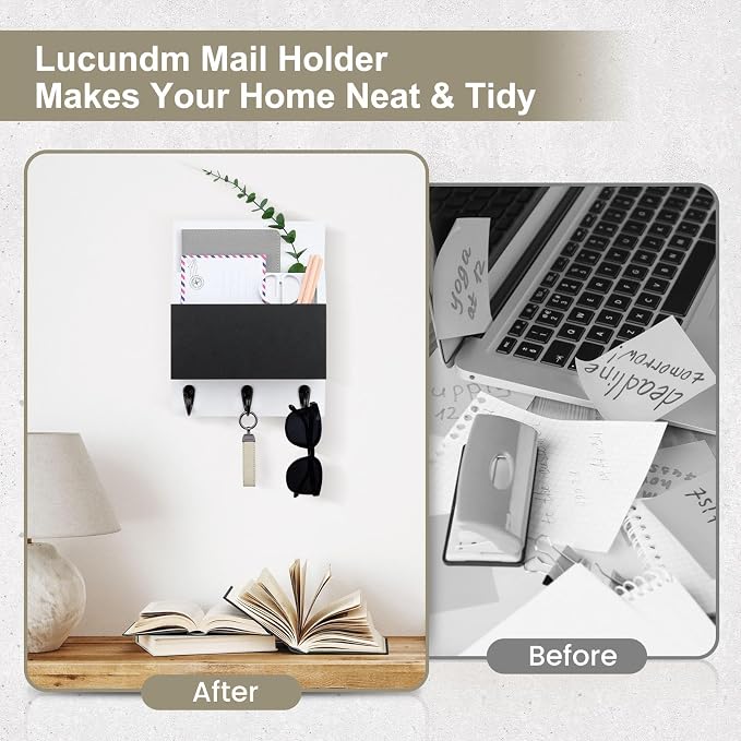 Key and Mail Holder for Wall Mount, Entryway Mail Holder - Image 4