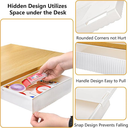 YOUEON 3 Pack Under Desk Drawer Slide Out, Self-Adhesive Under Table Drawer - Image 5