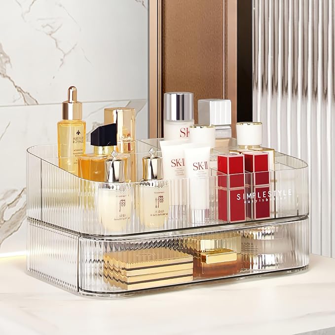 Clear Makeup Organizer for Vanity, Large Desk Organizer by DecorcodeDecoryourhome