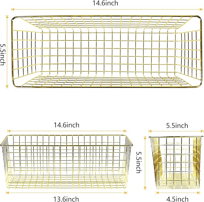 2 Sets Gold Extra Large Hanging Wall Basket - Image 2