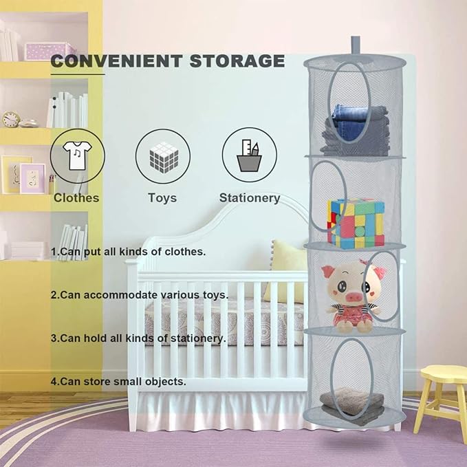 2pcs Hanging Mesh Storage Organizer Bag Foldable Space Saving Organizer - Image 4