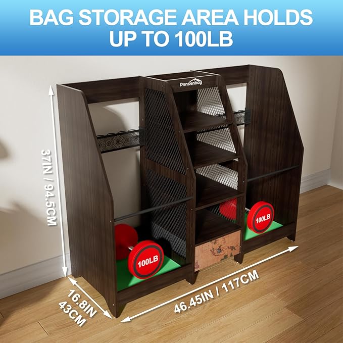 Golf Bag Storage Organizer for Garage, Premium Wooden 2 Golf Bags Rack - Image 6