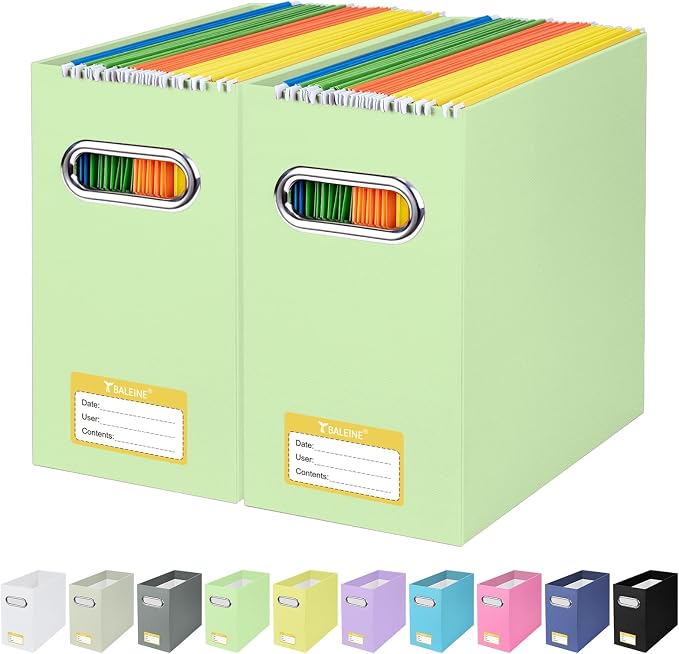 BALEINE File Organizer Box, Cardboard File Folder Organizer by BALEINE