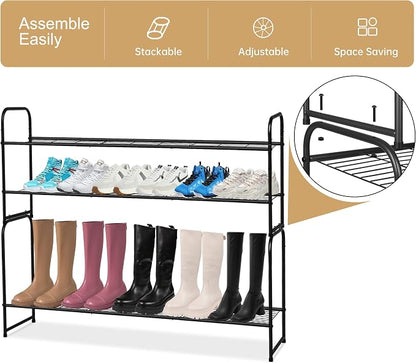KEETDY 2-Tier Long Shoe Rack for Closet Metal Shoe Organizer for Entryway - Image 6