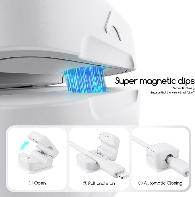 Cord Organizer Holder, 8 Pack Magnetic Desk Cable Clips Management, Hide Phone - Image 6