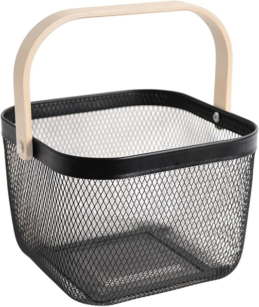 Metal Mesh Steel Harvest Basket, Square Wire Garden Basket by SANHSEHOME