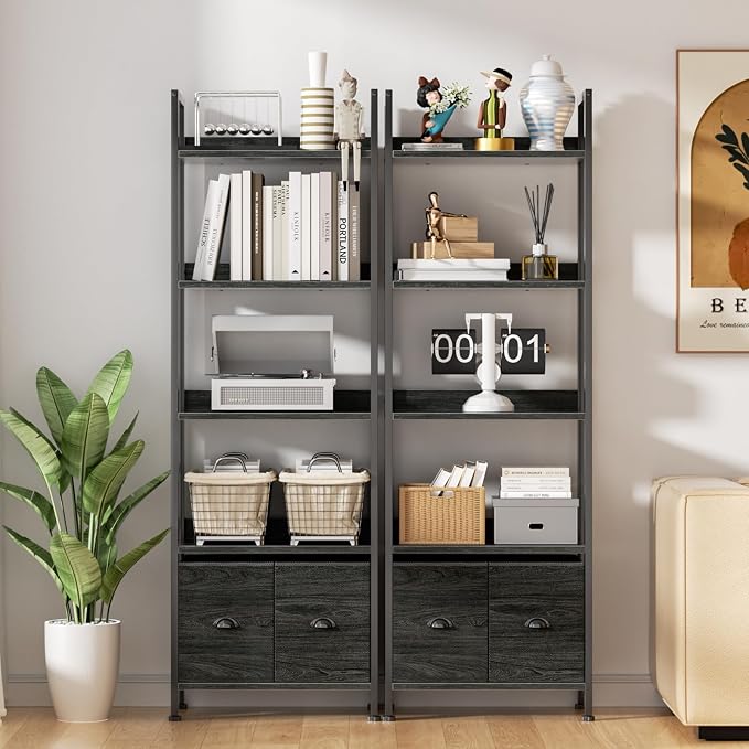 Furologee 5-Tier Bookshelf, Tall Bookcase - Image 2