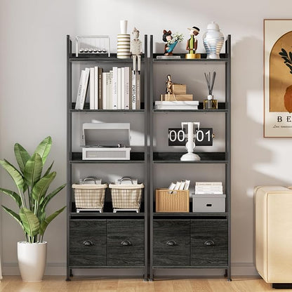 Furologee 5-Tier Bookshelf Set of 2, Tall Bookcase - Image 9