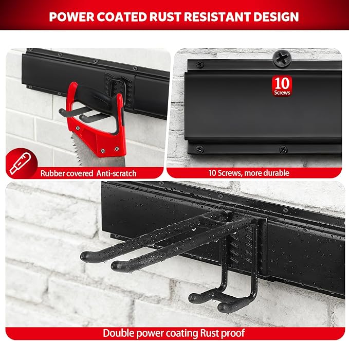 64 Inches Garage Tool Organizer Wall Mount, Tool Storage Rack Wall Mount - Image 3