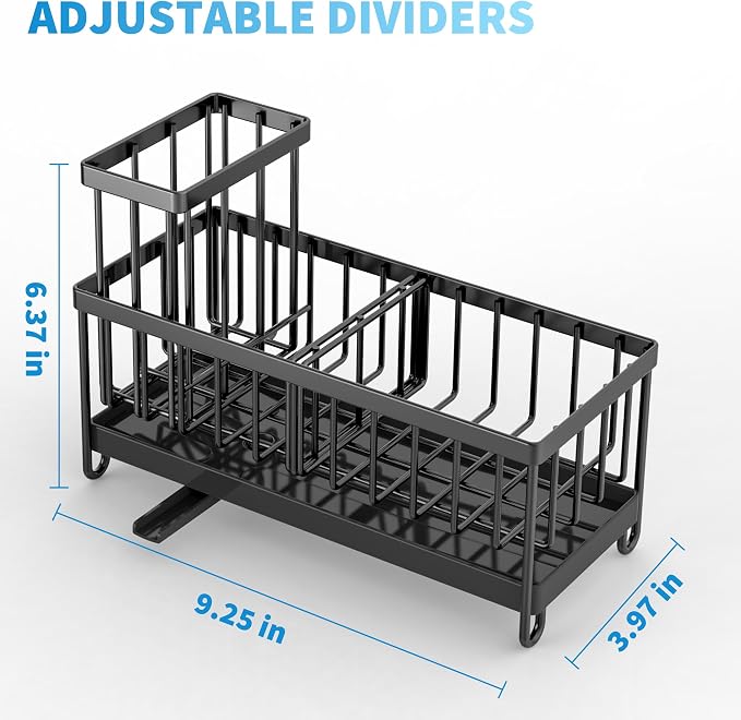 Cisily Black Sponge Holder for Kitchen Sink, Sink Caddy Organizer - Image 5