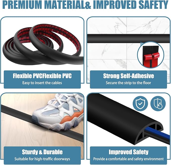 Floor Cord Covers for Wires 10FT Cable Hider Wire Coverr Self Adhesive Cord - Image 3