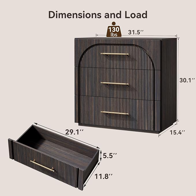 Buffet Cabinet with 3 Drawers, 31.5'' W Arched Storage Cabinet | Modular - Image 2