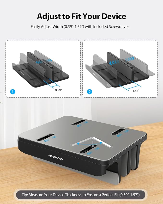 AboveTEK Vertical Laptop Stand Holder, 3 Slots Aluminum Desk Stand - Image 4