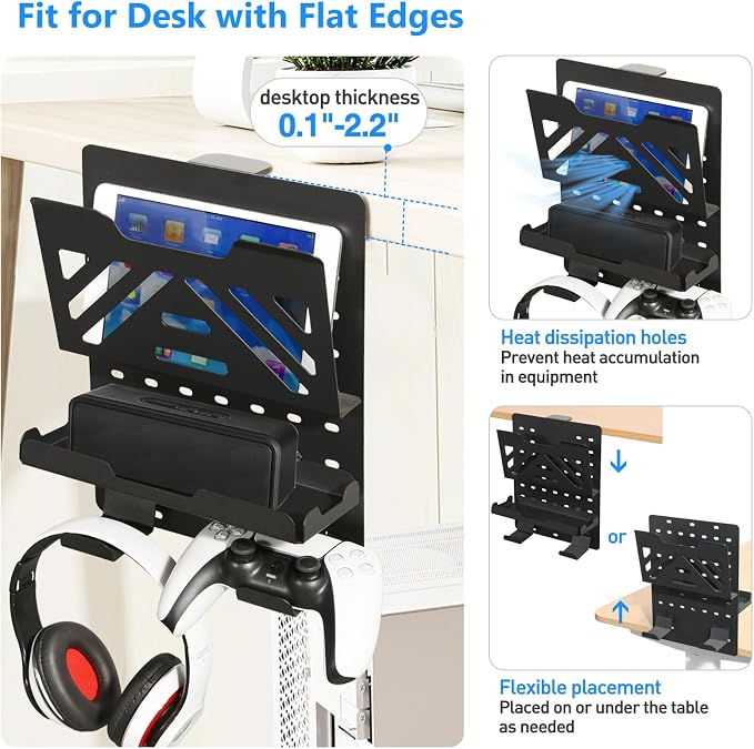 MAXECHO Desk Side Storage Holder, Metal Pegboard, Above or Under Desk Laptop - Image 2