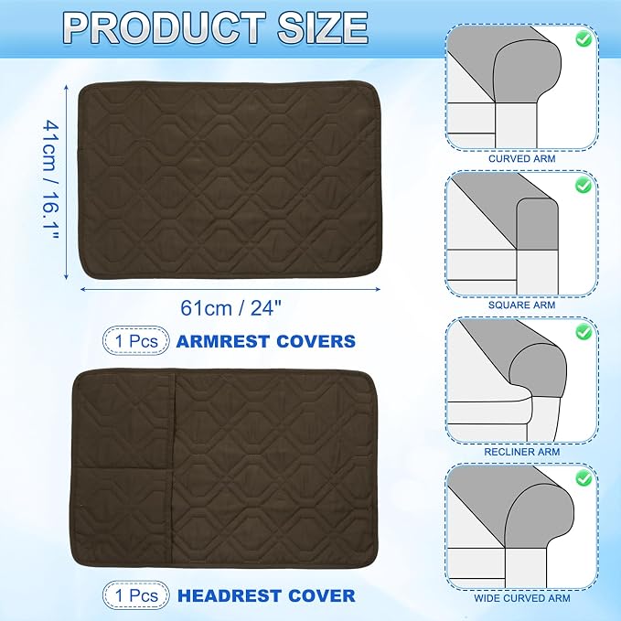 uxcell 2Pcs Sofa Armrest Covers, Armchair Covers - Image 2