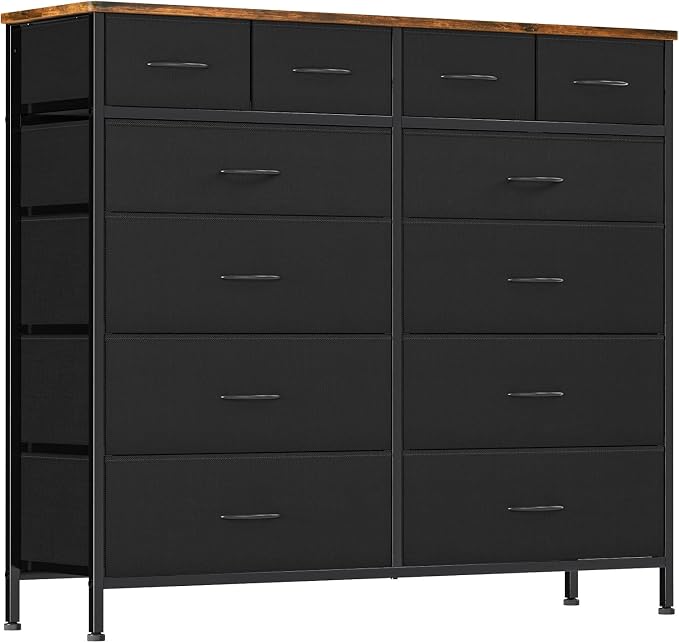 Large Dresser for Bedroom with 12 Deep Drawers, Tall Fabric Drawer Dresser by VASICAR