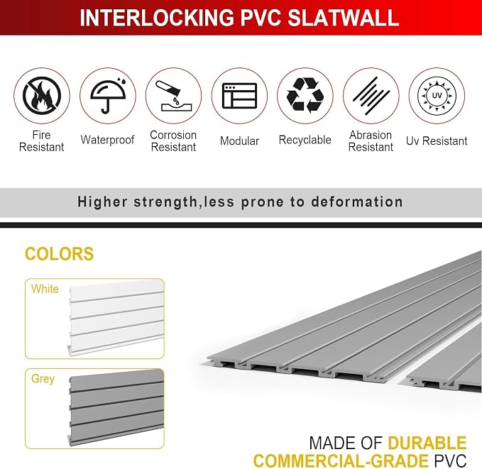 4'H x 8'W Slatwall Panel Garage Wall Organizer - Image 3