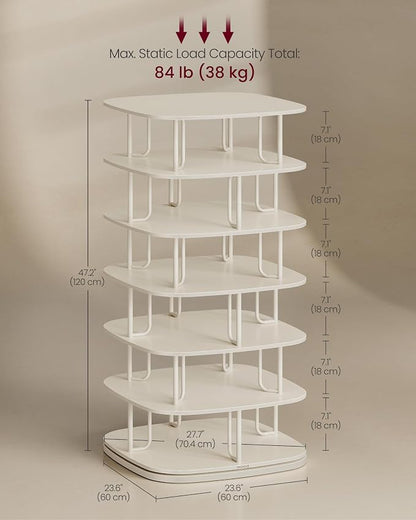 VASAGLE 7-Tier Shoe Rack, Rotating Shoe Rack Tower, Shoe Closet Organizer - Image 2