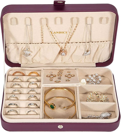 LANDICI Small Jewelry Box for Women Girls, PU Leather Travel Jewelry Case - Image 2