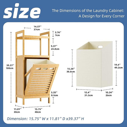 HITNET Tilt Out Laundry Hamper, Bamboo Laundry Basket - Image 3