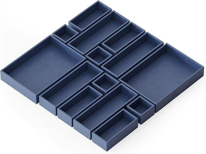 SpaceAid 14-Piece Bamboo Drawer Organizer Storage Boxes Set, Wood Tray Junk by SpaceAid