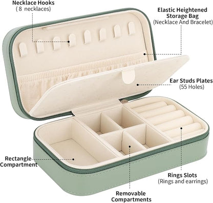 DesignSter Travel Jewelry Box, PU Leather Portable Jewelry Case, Small Jewelry - Image 2