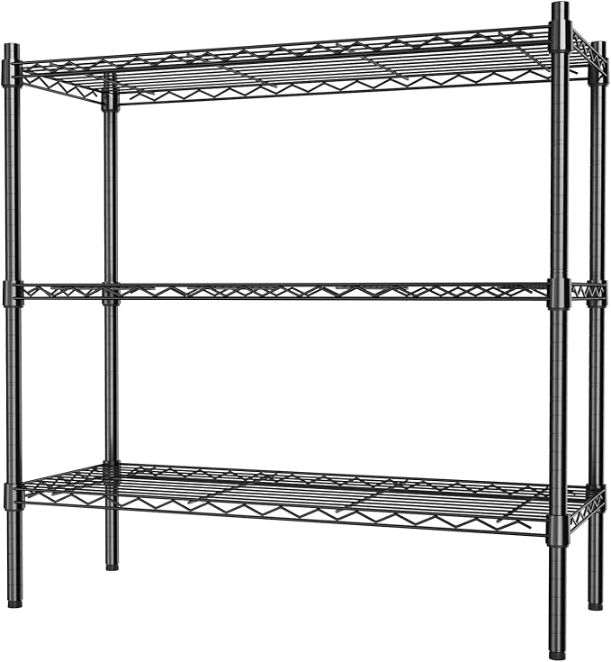 Auslar 3-Tier Heavy Duty Wire Shelving Adjustable Metal Storage Rack Black | by Auslar
