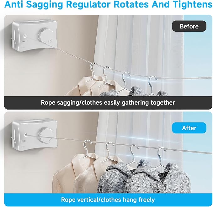 Retractable Outdoor Clothes Line, Heavy Duty Clothes Drying Laundry Line Wall - Image 5