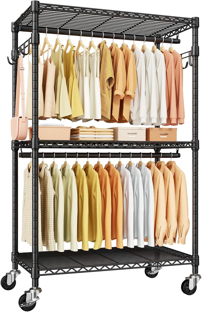 P1 Rolling Clothes Rack, Portable Wardrobe Closet by UlifHome