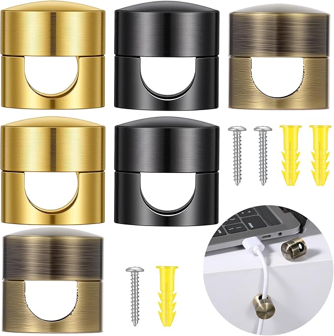 6 Sets Charger Holders for Cords Adjustable Cable Anchor Holders Adhesive Metal by Unknown