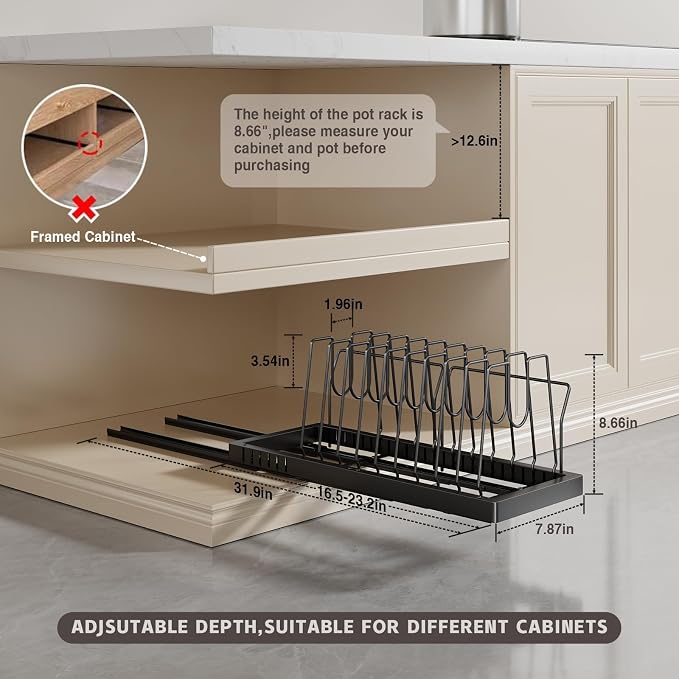 2 Pack Pots and Pans Organizer Under Cabinet - Image 6
