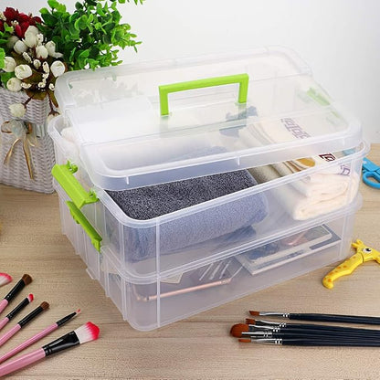 BTSKY 2 Layer Stack & Carry Box, Plastic Multipurpose Portable Storage - Image 2