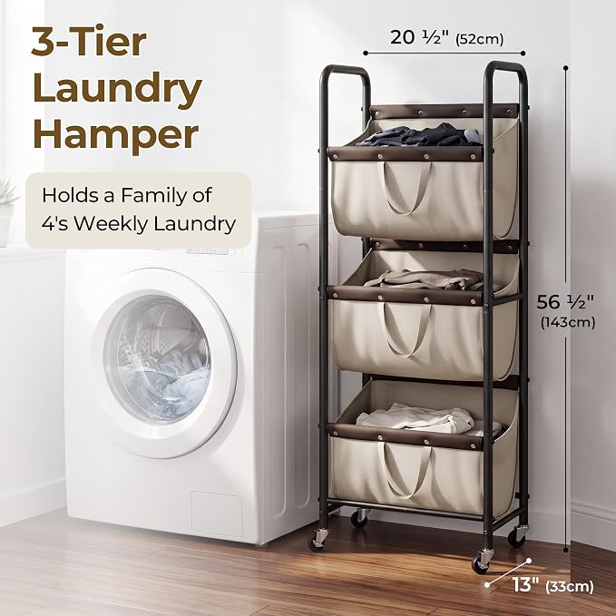 GRANNY SAYS 3 Section Tiered Laundry Sorter, Slim Vertical Laundry Hamper - Image 2