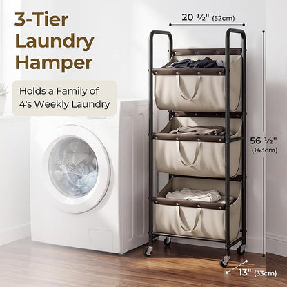 GRANNY SAYS 3 Section Tiered Laundry Sorter, Slim Vertical Laundry Hamper - Image 2