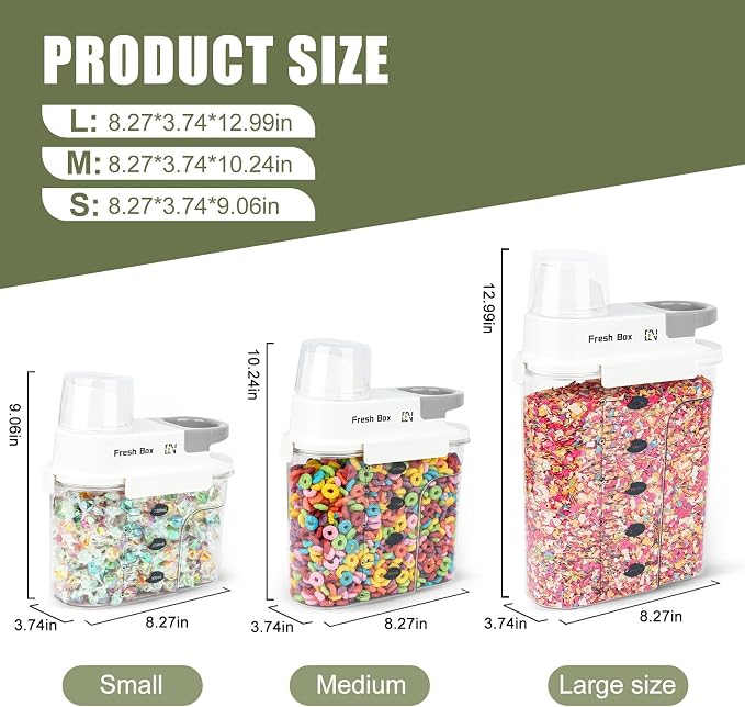 Cereal Storage Container 4Pack, 85oz/2.5L Airtight Food Storage Containers - Image 2