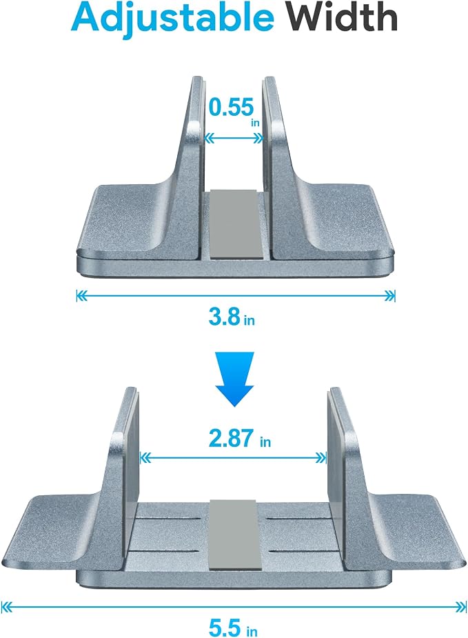 JARLINK Vertical Laptop Stand, Adjustable Aluminum Desktop Holder, Space-saving - Image 2