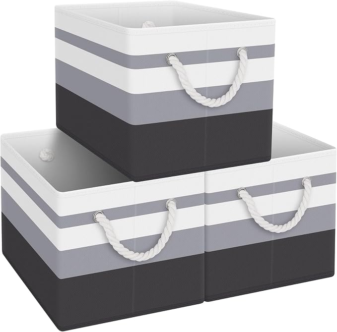 Storage Bins 3-Pack, Foldable Storage Baskets by Fabtotes